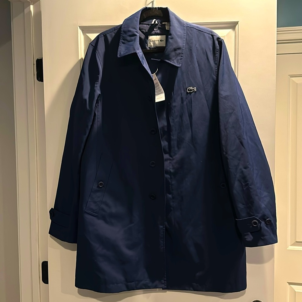 Lacoste navy quilted lined rain coat size 40 US / 50M FR NWT